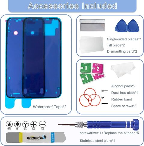 استبدال الزجاج الخلفي 14 Plus مع إطار كاميرا معدني وزجاج عدسة ومغناطيس لهاتف iPhone 14 Plus (6.7 بوصة أسود) ويتضمن أدوات بديلة in Kuwait