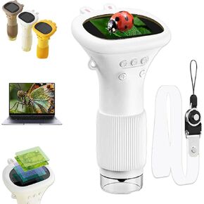 Kids Microscope Digital Handheld, Buggy Lens - Portable Toy for Boys Girls Ages 5-12, Pocket Digiscope Mini Magnifier with Light, 1000x Magnification for Rocks Plants (Yellow) in Saudi Arabia