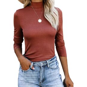 REVETRO Womens Mock Turtleneck Long Sleeve Shirts Fall Winter Basic Slim Fit Layering Tops Lightweight Thermal T Shirt… in Kuwait