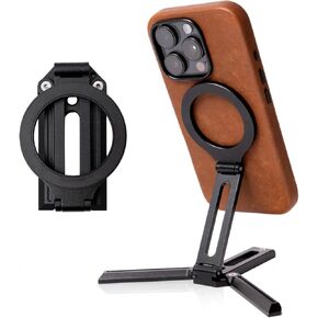 Cinder Stand - Magnetic Mini Tripod Stand – Foldable Magnetic Phone Holder with Adjustable Angle – Strong Magnetic Grip for iPhone 12/13/14/15, Vertical & Horizontal – Travel-Friendly in Kuwait