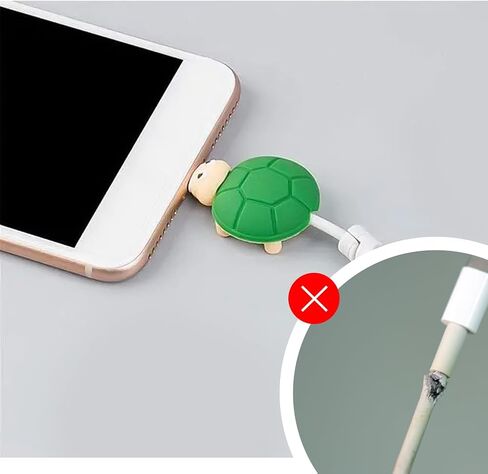 1 Piece Cartoon Silicone Turtle-Shaped Data Cable one-bite Connector Protective Cover: Anti-Breakage Charging Protection in Saudi Arabia