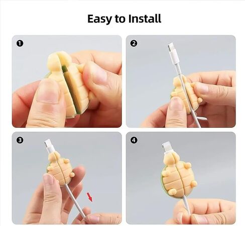 1 Piece Cartoon Silicone Turtle-Shaped Data Cable one-bite Connector Protective Cover: Anti-Breakage Charging Protection in Saudi Arabia