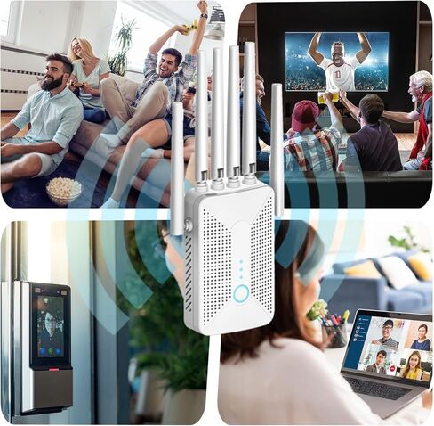 WiFi Extender Signal Booster with 6 Antennas, Long Range Coverage up to 10000 Sq.ft for 50+ Devices, Ethernet Port & WPS Easy Setup, for Home Office and Gaming in Saudi Arabia