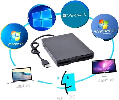 محرك الأقراص المرنة الخارجي Veemoon USB لجهاز الكمبيوتر المحمول المحمول لنقل البيانات، تصميم خفيف الوزن مع إمكانية تصحيح الأخطاء متوافق مع نظام التشغيل Windows باللون الأسود in Saudi Arabia