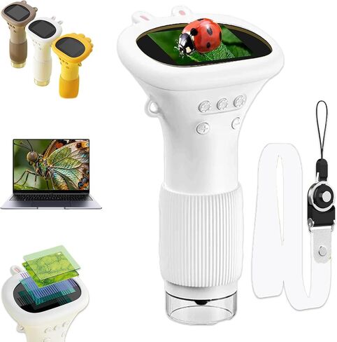 Kids Microscope Digital Handheld, Buggy Lens - Portable Toy for Boys Girls Ages 5-12, Pocket Digiscope Mini Magnifier with Light, 1000x Magnification for Rocks Plants (Yellow) in Saudi Arabia