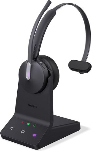 Yealink WH64 Mono Teams Wireless Headset, DECT & Bluetooth Dual-Mode 606 ft Range Headphones with 3X Mic, 26 Talk Time, Office Work Headset for Desk IP Phone, PC,Cell Phone (Renewed) in Saudi Arabia
