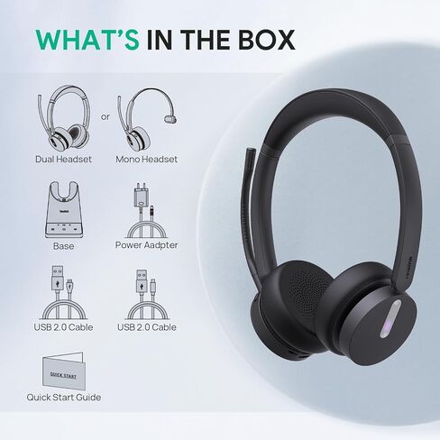 Yealink WH64 Mono Teams Wireless Headset, DECT & Bluetooth Dual-Mode 606 ft Range Headphones with 3X Mic, 26 Talk Time, Office Work Headset for Desk IP Phone, PC,Cell Phone (Renewed) in Saudi Arabia