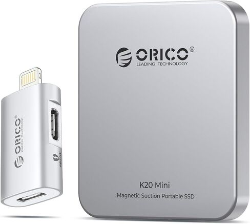 ORICO 1TB Magnetic External SSD Up to 2000MB/s, External Solid State Drive Compatible with iPhone 17 16 15 Pro Max + USB C Female to Lightning Male for iPhone 14 13 11 12 Pro Max K20mini in Saudi Arabia