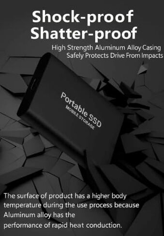 SSD خارجي محمول 3T - محرك أقراص USB 3.0 عالي السرعة بسعة 3000 جيجابايت ونوع C، تخزين نحيف مقاوم للصدمات لنظام التشغيل Windows وMac وLinux in Kuwait