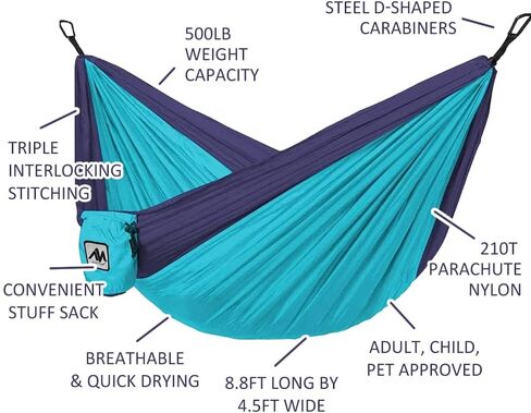 AYAMAYA Hammock Bug Net - 11.15ft Superfine Mosquito Net for Hammocks,w/Double-Sided Zipper, Lightweight Portable Hammock Netting,Fast and Easy Set Up, Fits All Camping Hammocks in Saudi Arabia