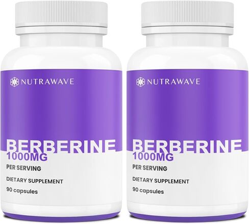Nutrawave PURE Berberine أقصى قدر من الفعالية - يدعم مستويات السكر في الدم والتمثيل الغذائي، 1000 مجم لكل وجبة - كبسولتان - للبالغين الذين يبحثون عن دعم الجلوكوز الطبيعي - غير معدل وراثيًا، نباتي - عبوة واحدة in Saudi Arabia