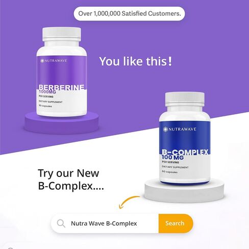 Nutrawave PURE Berberine أقصى قدر من الفعالية - يدعم مستويات السكر في الدم والتمثيل الغذائي، 1000 مجم لكل وجبة - كبسولتان - للبالغين الذين يبحثون عن دعم الجلوكوز الطبيعي - غير معدل وراثيًا، نباتي - عبوة واحدة in Saudi Arabia
