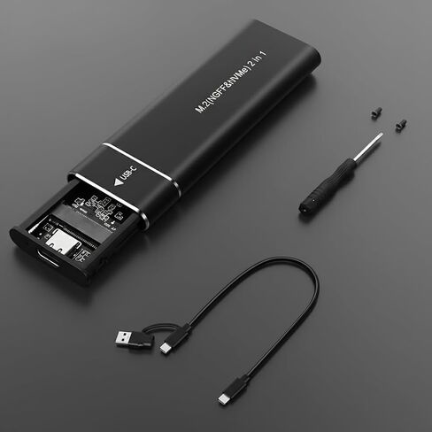 Ultra-Fast Dual-Protocol M.2 NVMe and SATA SSD Enclosure, 10Gbps USB-C, Portable Aluminum Alloy Data Storage with Carrying Strap in Saudi Arabia