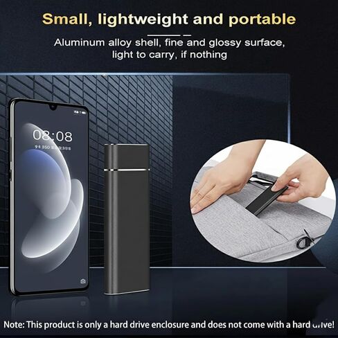 Ultra-Fast Dual-Protocol M.2 NVMe and SATA SSD Enclosure, 10Gbps USB-C, Portable Aluminum Alloy Data Storage with Carrying Strap in Saudi Arabia