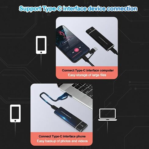 Ultra-Fast Dual-Protocol M.2 NVMe and SATA SSD Enclosure, 10Gbps USB-C, Portable Aluminum Alloy Data Storage with Carrying Strap in Saudi Arabia