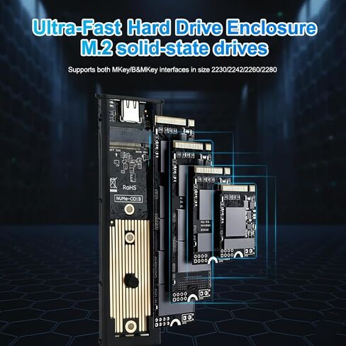 Ultra-Fast Dual-Protocol M.2 NVMe and SATA SSD Enclosure, 10Gbps USB-C, Portable Aluminum Alloy Data Storage with Carrying Strap in Saudi Arabia