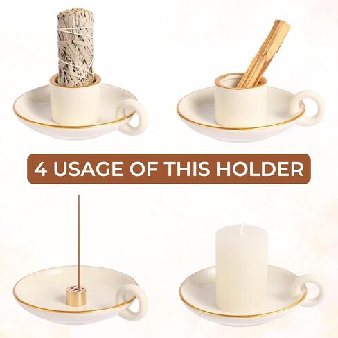 4 in 1 Incense Holder, Ceramic Incense Stick and Palo Santo Holder, Sage Holder for Burning, 5.98" Ash Catcher Tray for Meditation, Yoga and Relaxation in Saudi Arabia