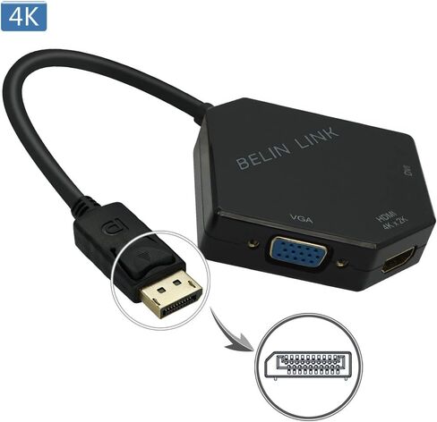 محول DP إلى HDMI VGA DVI منفذ عرض إلى HDMI 4K محول 3 في 1 منفذ عرض إلى محول HDMI VGA DVI ذكر إلى أنثى مطلي بالذهب (على شكل ماسي)... (على شكل ماسي) in Saudi Arabia