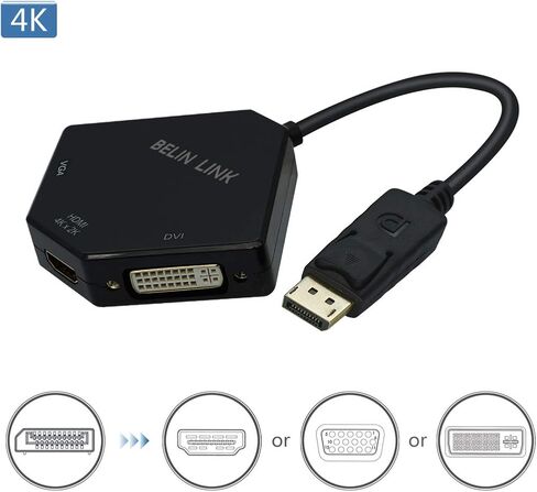 محول DP إلى HDMI VGA DVI منفذ عرض إلى HDMI 4K محول 3 في 1 منفذ عرض إلى محول HDMI VGA DVI ذكر إلى أنثى مطلي بالذهب (على شكل ماسي)... (على شكل ماسي) in Saudi Arabia
