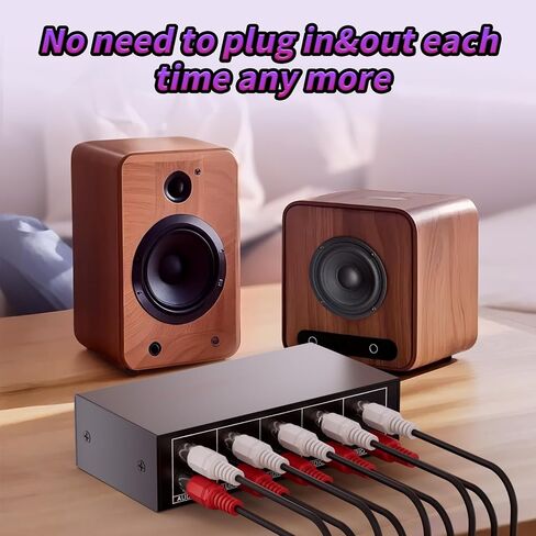 3.5 ملم Aux + RCA L/R مقسم صوت 1 في 4 خارج، BolAAzuL 4-Way صندوق توزيع صوت ستيريو 4 قنوات ستيريو RCA Splitter 1x4 لمشغل DVD، وحدة التحكم في الألعاب، سماعات الرأس، مكبر الصوت - مع الطاقة in Saudi Arabia