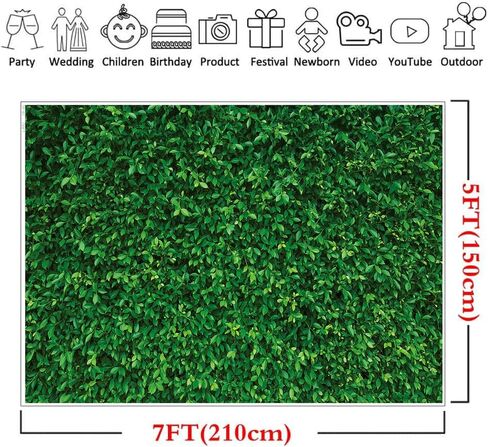 LYWYGG 5X3FT Green Leaves Photography Backdrops Mmicrofiber Nature Backdrop Birthday Background for Birthday Party Seamless Photo Booth Prop Backdrop CP-87-0503 in Kuwait