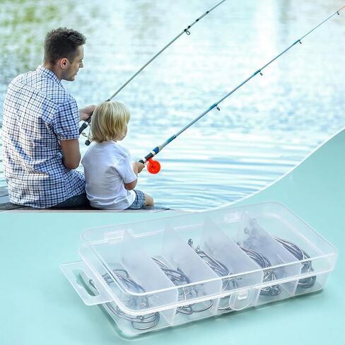 5 Sizes Fishing Hooks, 2# 1# 1/0# 2/0# 3/0# High Carbon Steel with Portable Plastic Box in Saudi Arabia