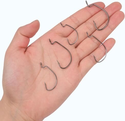 5 Sizes Fishing Hooks, 2# 1# 1/0# 2/0# 3/0# High Carbon Steel with Portable Plastic Box in Saudi Arabia