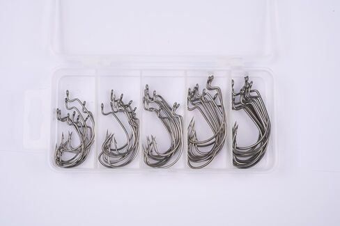 5 Sizes Fishing Hooks, 2# 1# 1/0# 2/0# 3/0# High Carbon Steel with Portable Plastic Box in Saudi Arabia