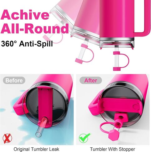 10 Pcs Compatible with Stanley Cup Accessories - Butterfly&Bow Straw Toppers for Stanley Straw Cover 9-10 mm, 1 Silicone Boots, 6 Spill Proof Stopper, 1 Handle Charms for 30&40 Oz Tumbler (Rose Pink) in Saudi Arabia