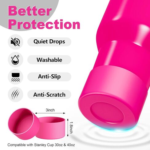 10 Pcs Compatible with Stanley Cup Accessories - Butterfly&Bow Straw Toppers for Stanley Straw Cover 9-10 mm, 1 Silicone Boots, 6 Spill Proof Stopper, 1 Handle Charms for 30&40 Oz Tumbler (Rose Pink) in Saudi Arabia