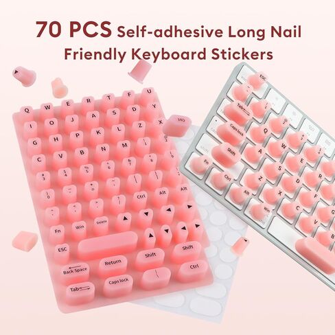 غطاء لوحة المفاتيح Allinside للأظافر الطويلة، متوافق مع MacBook Pro 13/14/16 (2021–2024) وMacBook Air 13/15 (2020–2024)، جلد سيليكون مرتفع على شكل قلب، وردي in Kuwait