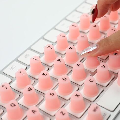 غطاء لوحة المفاتيح Allinside للأظافر الطويلة، متوافق مع MacBook Pro 13/14/16 (2021–2024) وMacBook Air 13/15 (2020–2024)، جلد سيليكون مرتفع على شكل قلب، وردي in Kuwait