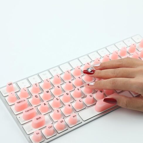 غطاء لوحة المفاتيح Allinside للأظافر الطويلة، متوافق مع MacBook Pro 13/14/16 (2021–2024) وMacBook Air 13/15 (2020–2024)، جلد سيليكون مرتفع على شكل قلب، وردي in Kuwait