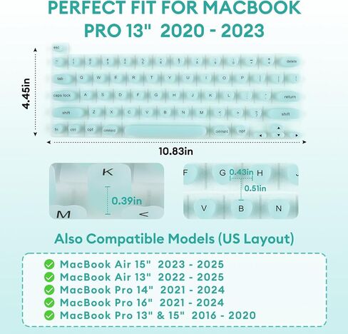 غطاء لوحة المفاتيح Allinside للأظافر الطويلة، متوافق مع MacBook Pro 13/14/16 (2021–2024) وMacBook Air 13/15 (2020–2024)، جلد سيليكون مرتفع على شكل قلب، وردي in Kuwait