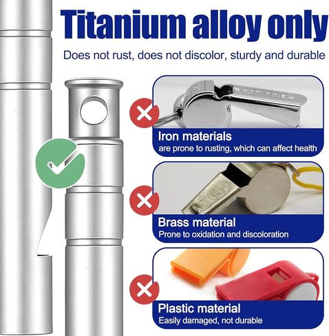 2PCS Titanium Whistle, 120db Safety Whistle with Lanyard, Outdoor Loud Emergency Whistles for Life Saving, Sports, Dog Training, Hiking, Life Saving in Saudi Arabia
