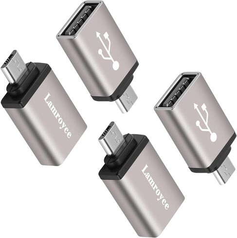 USB to Micro USB Adapter 2 Pack, Micro USB Male to USB 2.0 A Female OTG (On-The-Go) Converter Connector, Aluminum Alloy Shell, Compatible with Samsung Phone S7 S6, LG, Flash Drive, Mouse, Keyboard in Kuwait