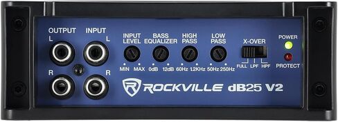 حزمة Rockville: dB25 v2 3000w Peak/750w RMS 2 قناة مضخم صوت مدمج للسيارة حزمة Amp مع RWK41 4 قياس مجموعة أسلاك تركيب أسلاك Amp السيارة الكاملة مع RCA's (عنصران) in Saudi Arabia