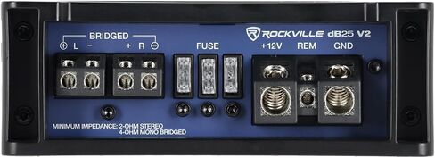 حزمة Rockville: dB25 v2 3000w Peak/750w RMS 2 قناة مضخم صوت مدمج للسيارة حزمة Amp مع RWK41 4 قياس مجموعة أسلاك تركيب أسلاك Amp السيارة الكاملة مع RCA's (عنصران) in Saudi Arabia