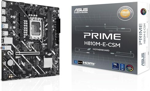 ASUS Prime H810M-E-CSM Intel® H810 mATX Commercial CSM Motherboard, LGA 1851, DDR5, PCIe 4.0, M.2, 1G LAN, HDMI, USB 3.2, AI PC-Ready, ASUS Control Center Express Support for SMB & IT Deployments in Saudi Arabia