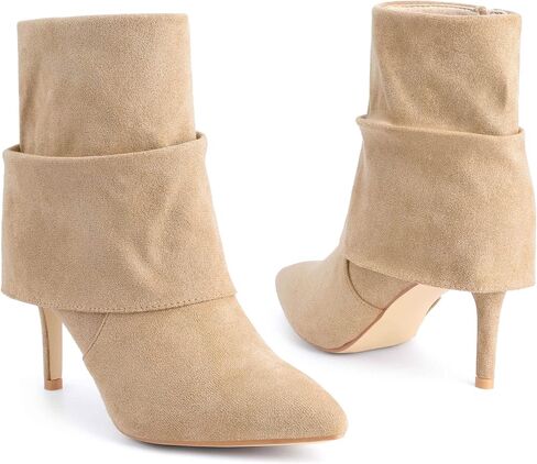 Perphy Pointed Toe Fold Over Stiletto Heel Slouch Ankle Boots for Women in Saudi Arabia