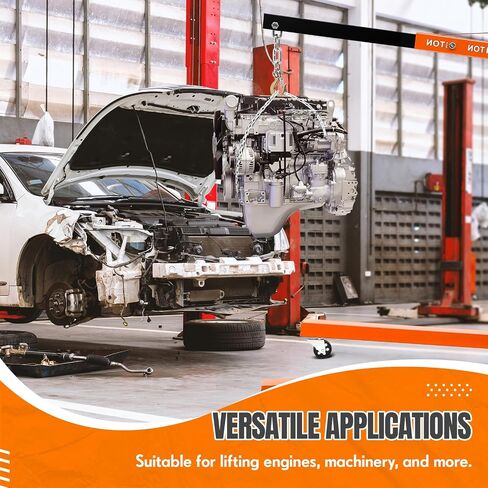 Hydraulic Engine Hoist, 2 Ton Folding Engine Hoist Crane Lift with Telescopic Boom 4400 Lbs Capacity Cherry Picker Shop Crane Lift with 6 Casters for Garage, Workshop, Automotive Repair, Yellow in Saudi Arabia