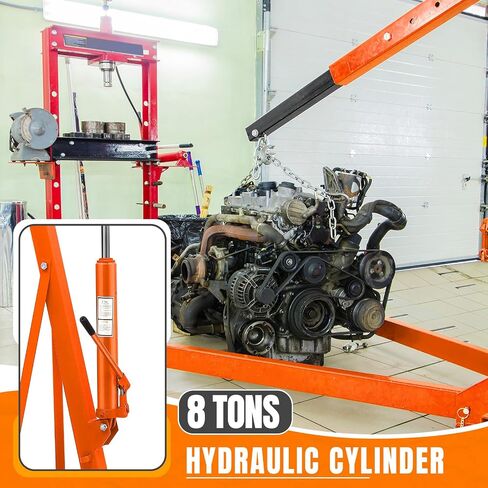 Hydraulic Engine Hoist, 2 Ton Folding Engine Hoist Crane Lift with Telescopic Boom 4400 Lbs Capacity Cherry Picker Shop Crane Lift with 6 Casters for Garage, Workshop, Automotive Repair, Yellow in Saudi Arabia