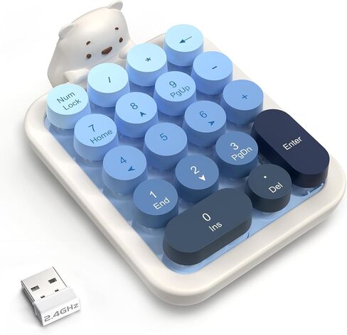 لوحة مفاتيح رقمية لاسلكية Ajazz AF18، اتصال لاسلكي USB 2.4G، تصميم مريح من السيليكون المضغوط بـ 18 مفتاحًا، أغطية مفاتيح متدرجة، لوحة أرقام قابلة للفصل والمحمولة للكمبيوتر الشخصي، كمبيوتر محمول أزرق in Saudi Arabia