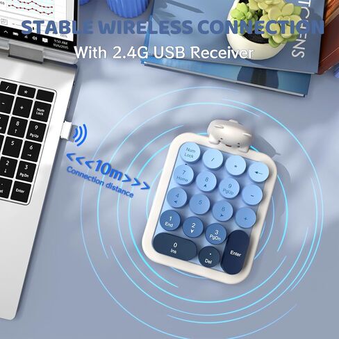 لوحة مفاتيح رقمية لاسلكية Ajazz AF18، اتصال لاسلكي USB 2.4G، تصميم مريح من السيليكون المضغوط بـ 18 مفتاحًا، أغطية مفاتيح متدرجة، لوحة أرقام قابلة للفصل والمحمولة للكمبيوتر الشخصي، كمبيوتر محمول أزرق in Saudi Arabia