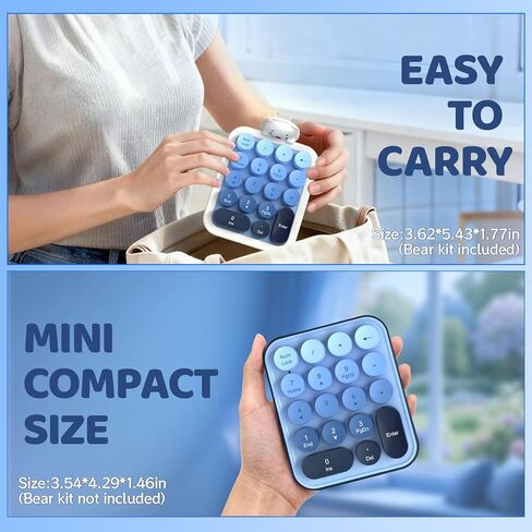 لوحة مفاتيح رقمية لاسلكية Ajazz AF18، اتصال لاسلكي USB 2.4G، تصميم مريح من السيليكون المضغوط بـ 18 مفتاحًا، أغطية مفاتيح متدرجة، لوحة أرقام قابلة للفصل والمحمولة للكمبيوتر الشخصي، كمبيوتر محمول أزرق in Saudi Arabia