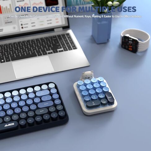 لوحة مفاتيح رقمية لاسلكية Ajazz AF18، اتصال لاسلكي USB 2.4G، تصميم مريح من السيليكون المضغوط بـ 18 مفتاحًا، أغطية مفاتيح متدرجة، لوحة أرقام قابلة للفصل والمحمولة للكمبيوتر الشخصي، كمبيوتر محمول أزرق in Saudi Arabia