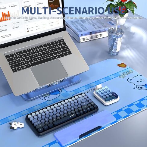 لوحة مفاتيح رقمية لاسلكية Ajazz AF18، اتصال لاسلكي USB 2.4G، تصميم مريح من السيليكون المضغوط بـ 18 مفتاحًا، أغطية مفاتيح متدرجة، لوحة أرقام قابلة للفصل والمحمولة للكمبيوتر الشخصي، كمبيوتر محمول أزرق in Saudi Arabia