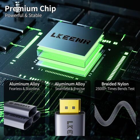 كابل LKNNER USB C إلى DisplayPort 1.4 8K@60 هرتز [5FT/1.5M] 4K@240 هرتز Thunderbolt أحادي الاتجاه 5/4/3 إلى DisplayPort سلك 32.4 جيجابت في الثانية متوافق مع iPhone 16 وiPad وMac mini وGalaxy in Saudi Arabia
