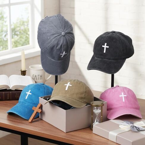 5 pcs Christian Hats Jesus Faith Cross Hat for Men Women Vintage Washed Plain Baseball Cap in Saudi Arabia