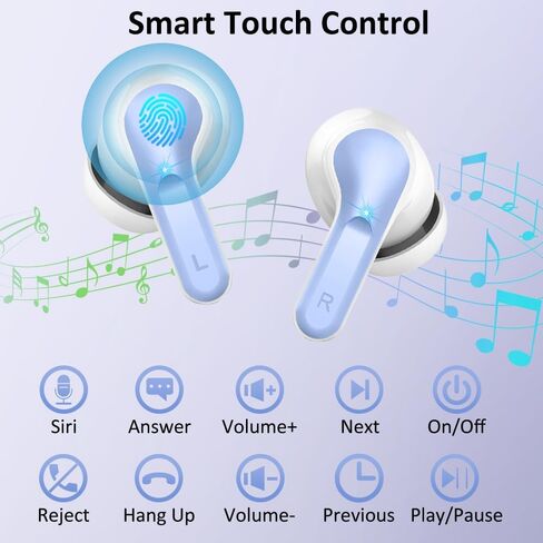 Wireless Earbuds, 2025 Bluetooth 5.4 Headphones NEW Ear Buds 40H Bass Stereo in-Ear Earphones ENC Noise Cancelling Earbuds with 4 HD Mic, USB-C LED Display IP7 Waterproof Sport Headset for Android iOS in Kuwait